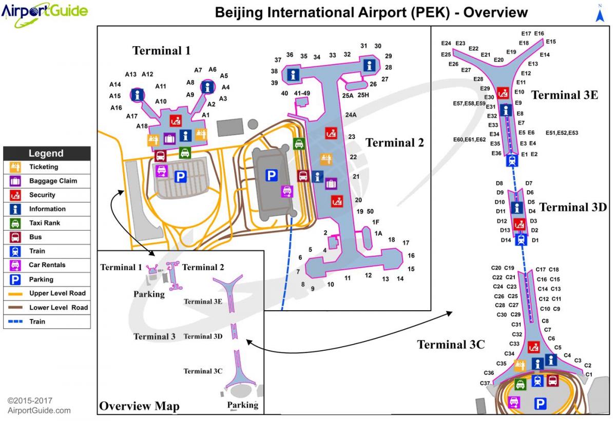 Beijing nazioarteko aireportuko terminal 3 mapa